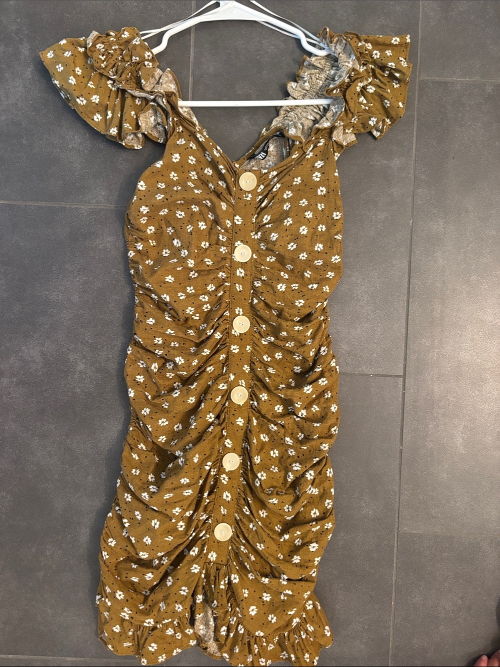 Zara Brown Floral Mini Dress